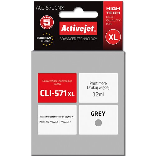 Tusz ACTIVEJET do Canon CLI-571G XL Szary 12 ml ACC-571GNX