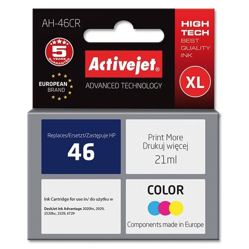 Tusz ACTIVEJET do HP 46 CZ638AE Kolorowy 21 ml AH-46CR