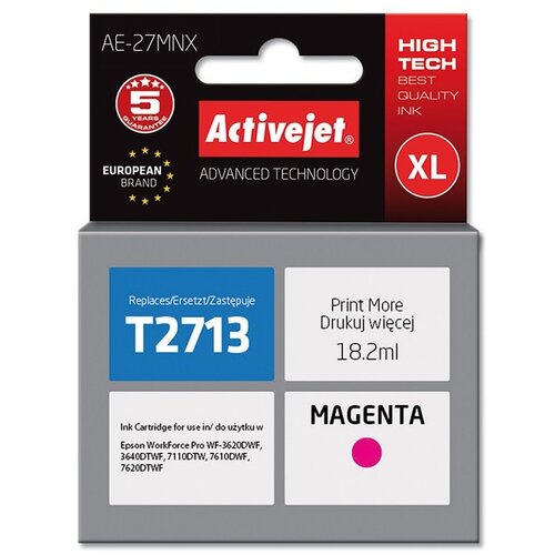 Tusz ACTIVEJET do Epson 27 XL T2713 Purpurowy 18 ml AE-27MNX