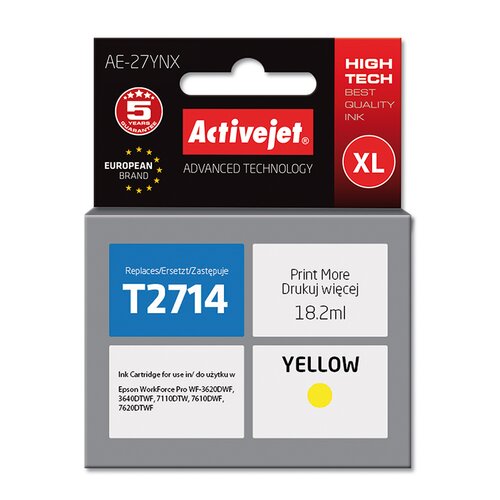 Tusz ACTIVEJET do Epson 27 XL T2714 Żółty 18 ml AE-27YNX