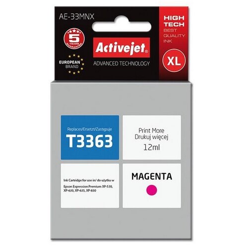 Tusz ACTIVEJET do Epson 33 XL T3363 Purpurowy 12 ml AE-33MNX