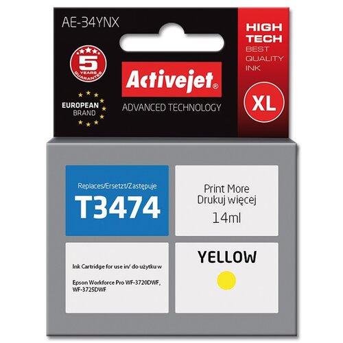 Tusz ACTIVEJET do Epson 34 XL T3474 Żółty 14 ml AE-34YNX