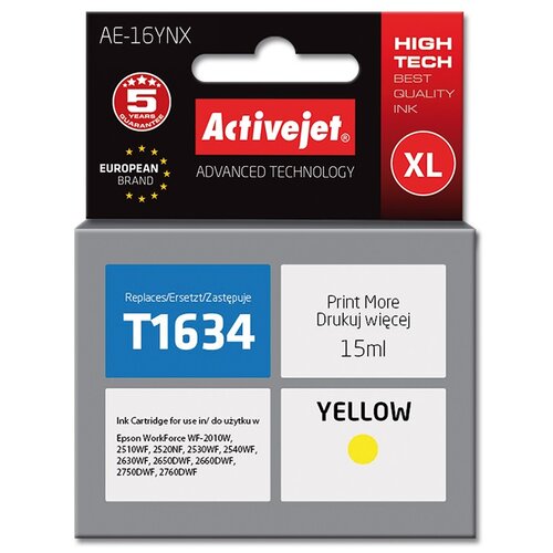 Tusz ACTIVEJET do Epson 16 XL T1634 Żółty 15 ml AE-16YNX