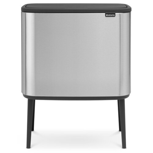 Kosz na śmieci uchylny BRABANTIA 316227 Bo Touch do segregacji, System Soft Touch, dwa wyjmowane wiadra 34L Stalowy