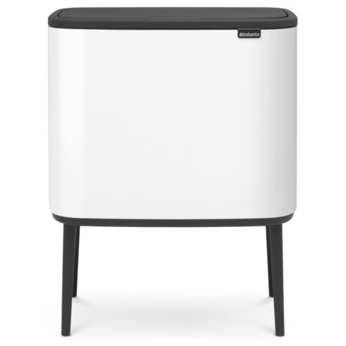 Kosz na śmieci uchylny BRABANTIA 313523 Bo Touch do segregacji, System Soft Touch, trzy wyjmowane wiadra 33L Biały