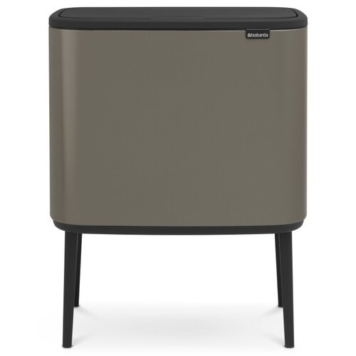 Kosz na śmieci uchylny BRABANTIA 316142 Bo Touch do segregacji, System Soft Touch, dwa wyjmowane wiadra 34L Platynowy