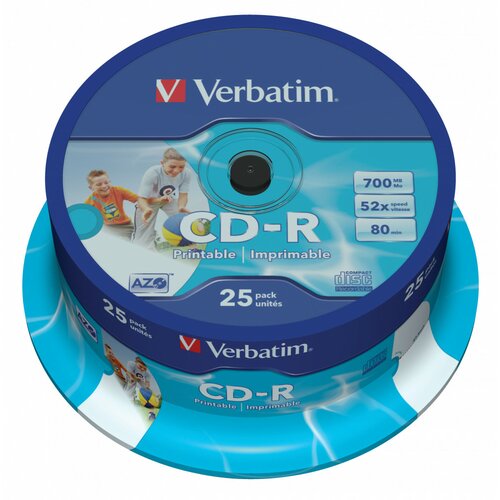 Płyta VERBATIM Azo Printable CD-R, 700 MB, 52x (25 szt.)