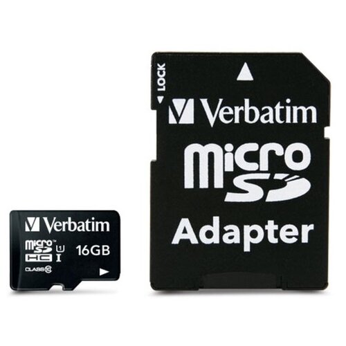 Karta pamięci VERBATIM microSDHC 16GB + Adapter
