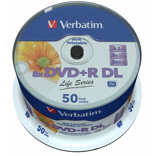 Płyta VERBATIM DVD+R Double Layer Print Spindle Cake 50