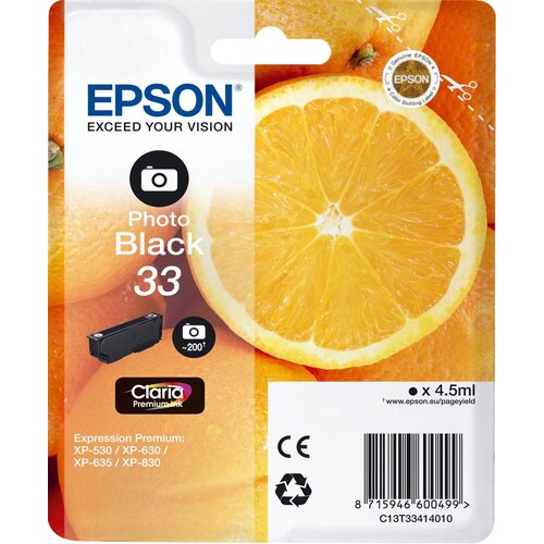 Tusz EPSON T3341 33 Czarny fotograficzny 4.5 ml C13T33414012