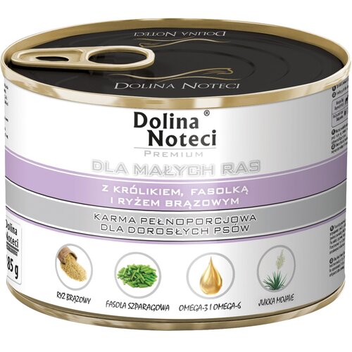 Karma dla psa DOLINA NOTECI Premium z królikiem, fasolką i ryżem brązowym 185 g