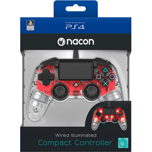 Kontroler NACON Compact Czerwony Przezroczysty (PS4/PC)