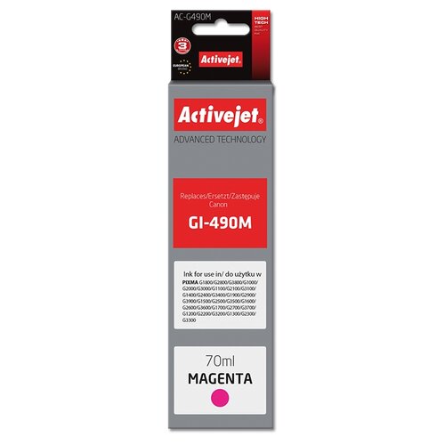 Tusz ACTIVEJET do Canon GI-490M Purpurowy 70 ml AC-G490M