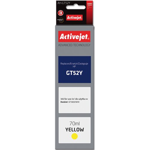 Tusz ACTIVEJET do HP GT52Y M0H56AE Żółty 70 ml AH-GT52Y