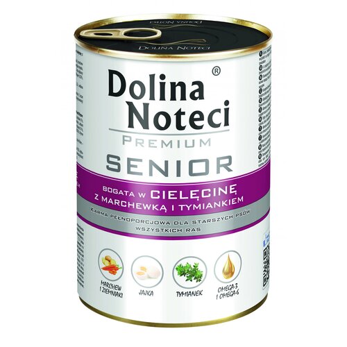 Karma dla psa DOLINA NOTECI Premium Senior bogata w cielęcinę z marchewką i tymiankiem 400 g