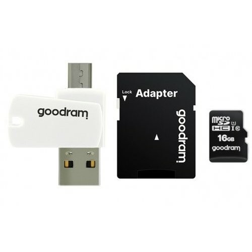 Karta pamięci GOODRAM microSDHC 16GB Adapter + Czytnik