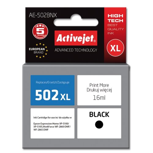 Tusz ACTIVEJET do Epson 502 XL W14010 Czarny 16 ml AE-502BNX