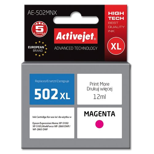 Tusz ACTIVEJET do Epson 502 XL W34010 Purpurowy 12 ml AE-502MNX