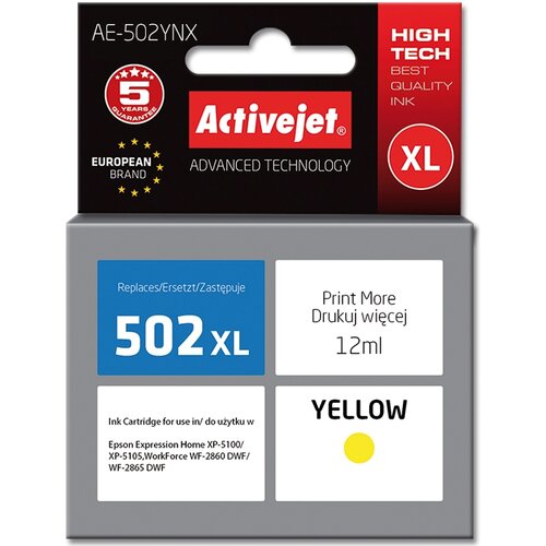 Tusz ACTIVEJET do Epson 502 XL W44010 Żółty 12 ml AE-502YNX