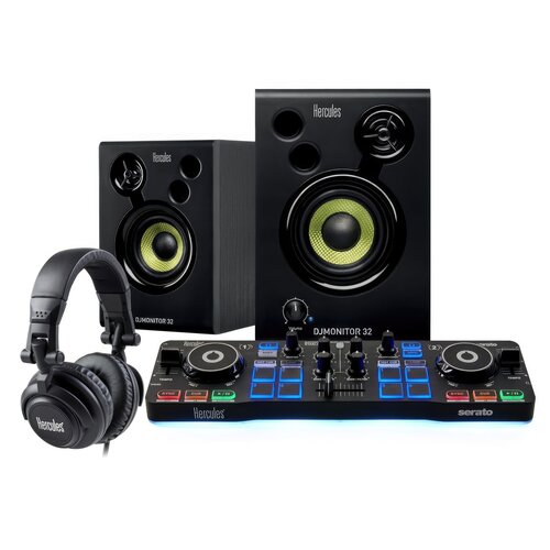 Kontroler DJ HERCULES Starter Kit + Głośniki DJ Monitor 32 + Słuchawki HDP DJ M40.2