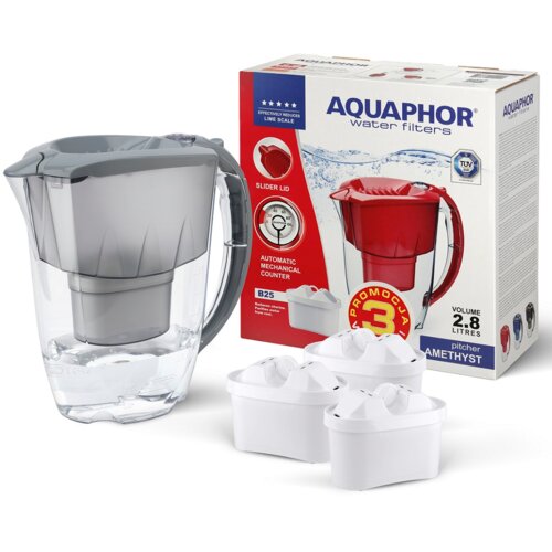 Dzbanek filtrujący AQUAPHOR Amethyst Szary + 3 wkłady B25 Maxfor