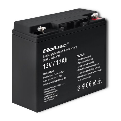 Akumulator QOLTEC 53046 17Ah 12V