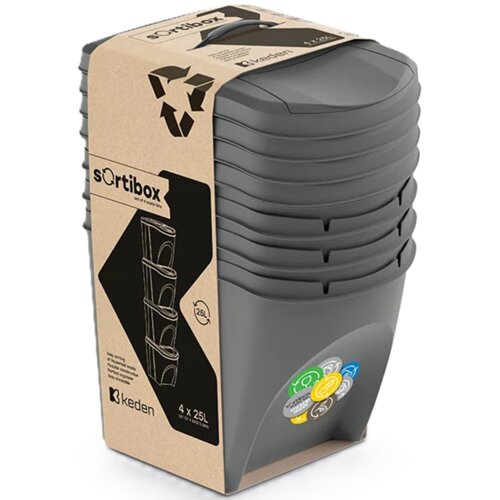Kosz na śmieci PROSPERPLAST Sortibox IKWB25S4-405U (4x25l) Szary