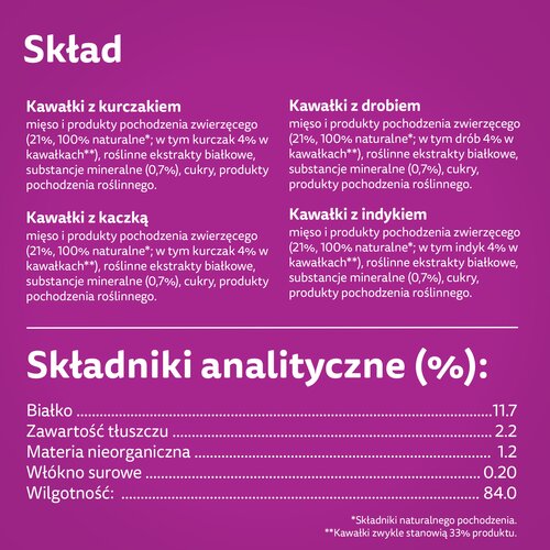 Karma dla kota WHISKAS Drobiowe Smaki (40 x 85 g)