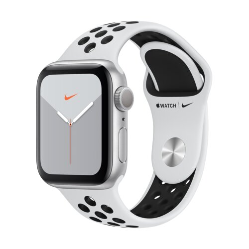 APPLE Watch 5 Cellular Nike+ 40mm (Srebrny z opaską sportową w kolorze platynowo-czarnym)