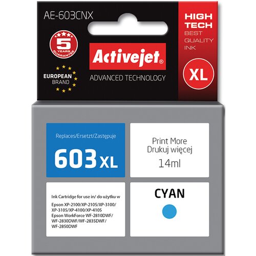 Tusz ACTIVEJET do Epson 603XL T03A24 Niebieski 14 ml AE-603CNX