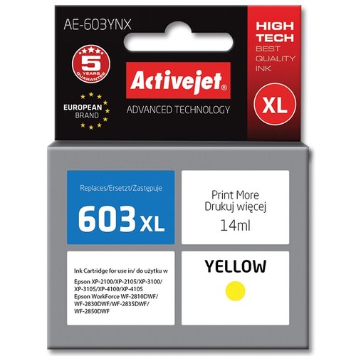 Tusz ACTIVEJET do Epson 603XL T03A44 Żółty 14 ml AE-603YNX