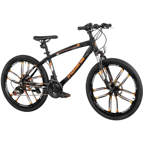 Rower młodzieżowy INDIANA X-Rock 2.4 24 cale dla chłopca Czarno-pomarańczowy