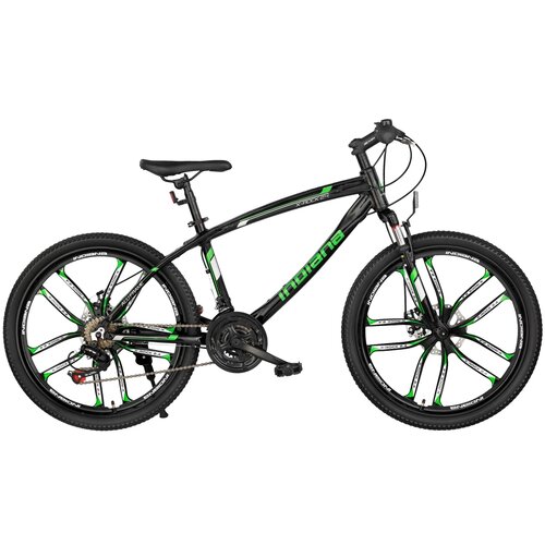 Rower młodzieżowy INDIANA X-Rock 2.4 24 cale dla chłopca Czarno-zielony