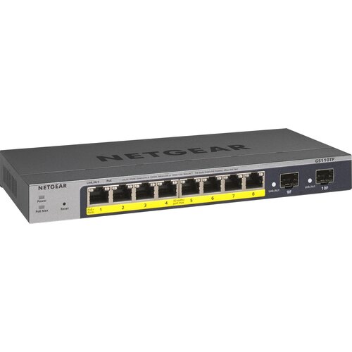 Switch NETGEAR GS110TP-300EUS Gigabit Ethernet, 8 portów, Funkcja PoE, Zarządzalny