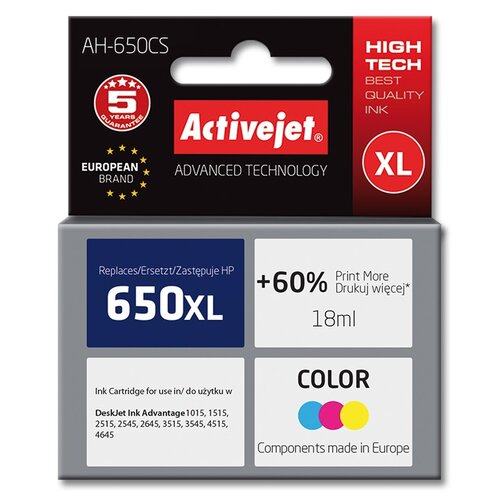 Tusz ACTIVEJET do HP 650 CZ102AE Kolorowy 18 ml AH-650CS
