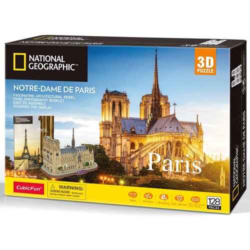 Puzzle 3D CUBIC FUN National Geographic Notre Dame 306-DS0986 (128 elementów)