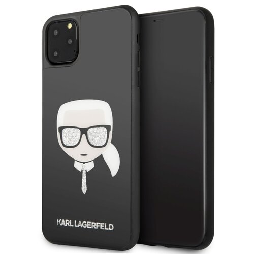 Etui KARL LAGERFELD Iconic Glitter Karl's Head do Apple iPhone 11 Pro Max Czarny