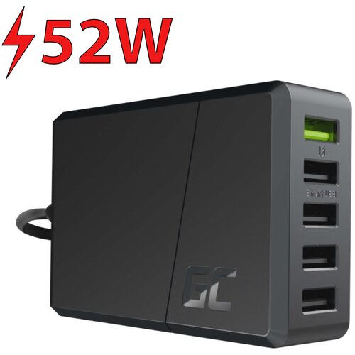 Ładowarka sieciowa GREENCELL ChargeSource 5 52W Czarny