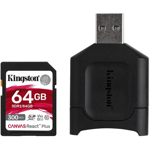 Karta pamięci KINGSTON microSDXC React Plus SDR2 64GB + Czytnik USB