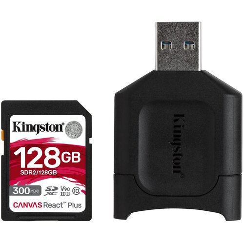 Karta pamięci KINGSTON microSDXC React Plus SDR2 128GB + Czytnik USB