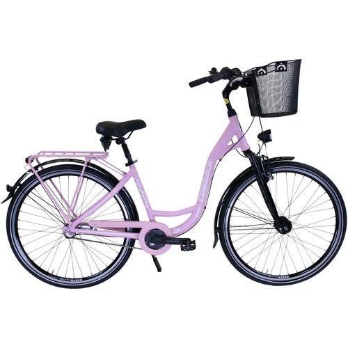 Rower miejski z koszykiem COSSACK Economic City Amdy 3B 28 cali damski Fioletowy mat