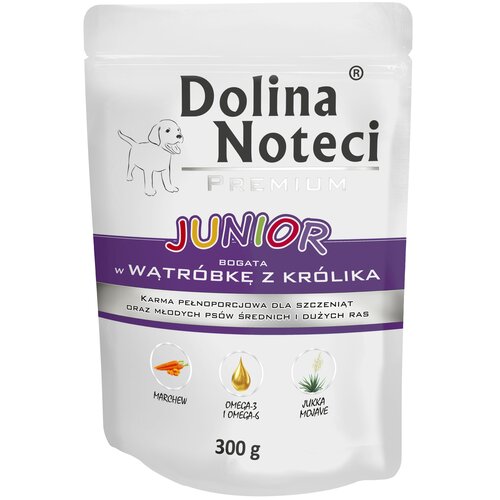 Karma dla psa DOLINA NOTECI Premium Junior bogata w wątróbkę z królika 300 g