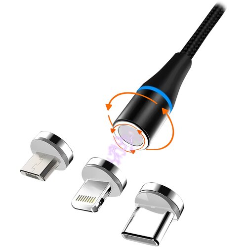 Kabel USB - Micro USB/USB-C/Lightning MSONIC MLU657 1 m Czarny