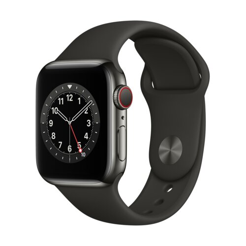 APPLE Watch 6 Cellular 40mm (Grafitowy z opaską sportową w kolorze czarnym)