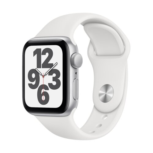 APPLE Watch SE GPS 44mm koperta z aluminium (srebrny) + pasek sportowy (biały)