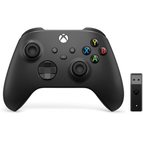 Kontroler MICROSOFT bezprzewodowy Xbox Carbon Black + Bezprzewodowy adapter USB-A