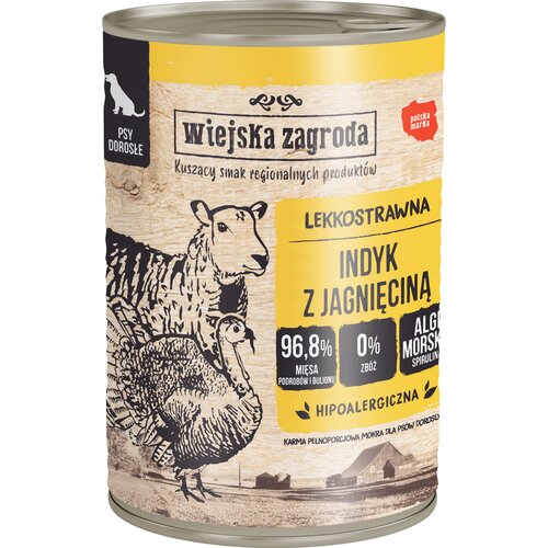 Karma dla psa WIEJSKA ZAGRODA Indyk z jagnięciną 400 g