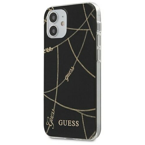 Etui GUESS Gold Chain Collection do Apple iPhone 12 mini Czarny
