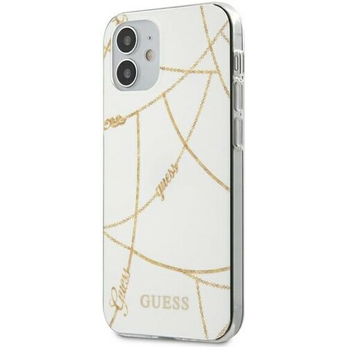 Etui GUESS Gold Chain Collection do Apple iPhone 12 mini Biały