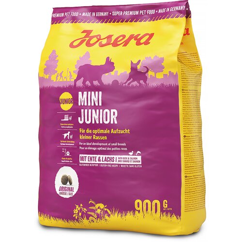 Karma dla psa JOSERA Mini Junior Kaczka z łososiem i ryżem 900 g